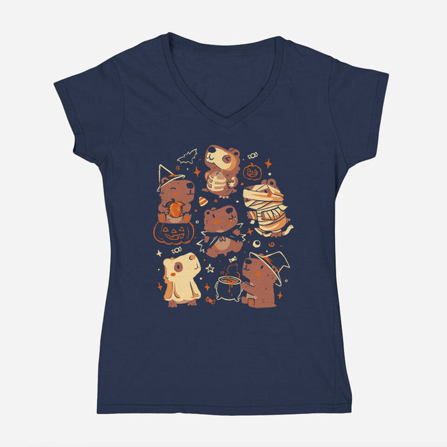 Spooky Capys-Womens-V-Neck-Tee-eduely