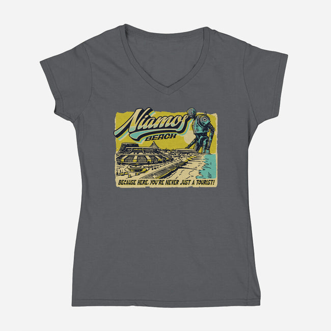 Niamos Beach-Womens-V-Neck-Tee-Wheels
