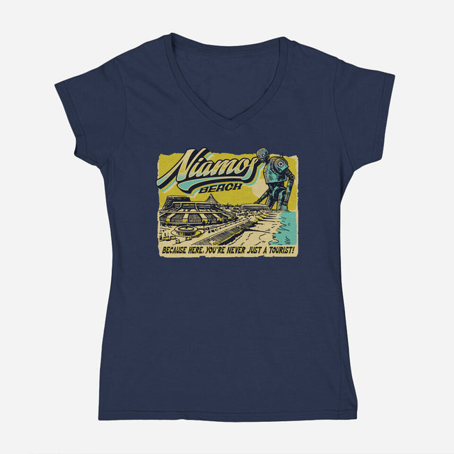 Niamos Beach-Womens-V-Neck-Tee-Wheels