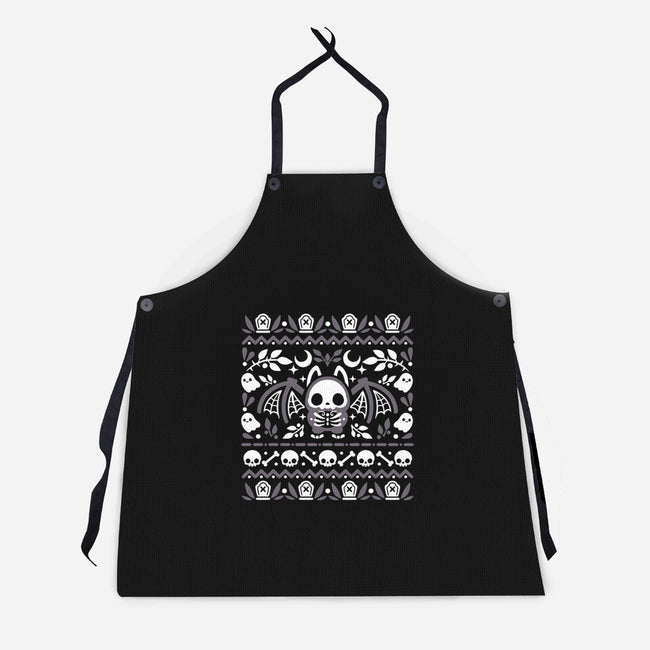 Folk Bat Ugly Sweater-Unisex-Kitchen-Apron-NemiMakeit