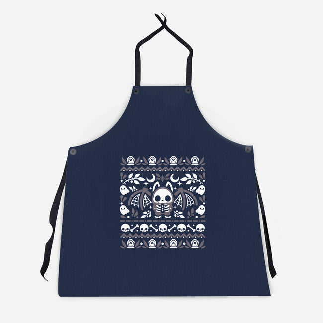 Folk Bat Ugly Sweater-Unisex-Kitchen-Apron-NemiMakeit