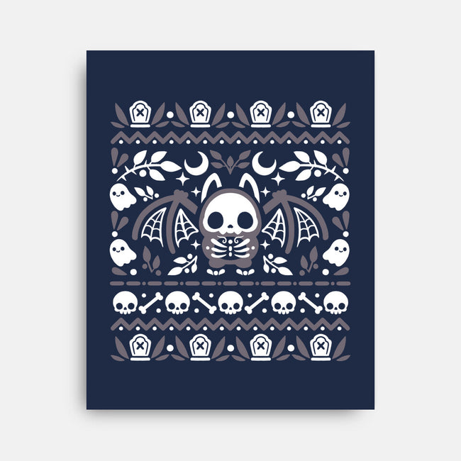 Folk Bat Ugly Sweater-None-Stretched-Canvas-NemiMakeit