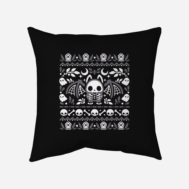 Folk Bat Ugly Sweater-None-Removable Cover w Insert-Throw Pillow-NemiMakeit
