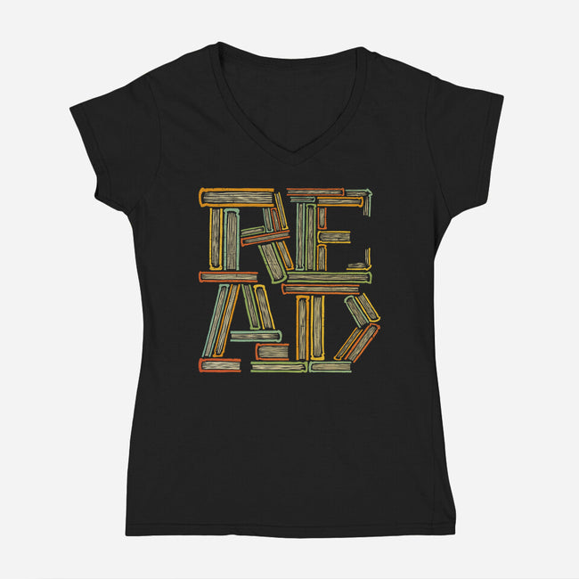 Read Books-Womens-V-Neck-Tee-kg07