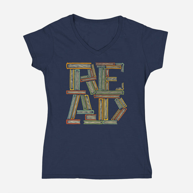 Read Books-Womens-V-Neck-Tee-kg07