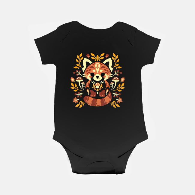 Folk Red Panda Autumn-Baby-Basic-Onesie-NemiMakeit