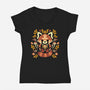 Folk Red Panda Autumn-Womens-V-Neck-Tee-NemiMakeit
