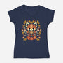 Folk Red Panda Autumn-Womens-V-Neck-Tee-NemiMakeit