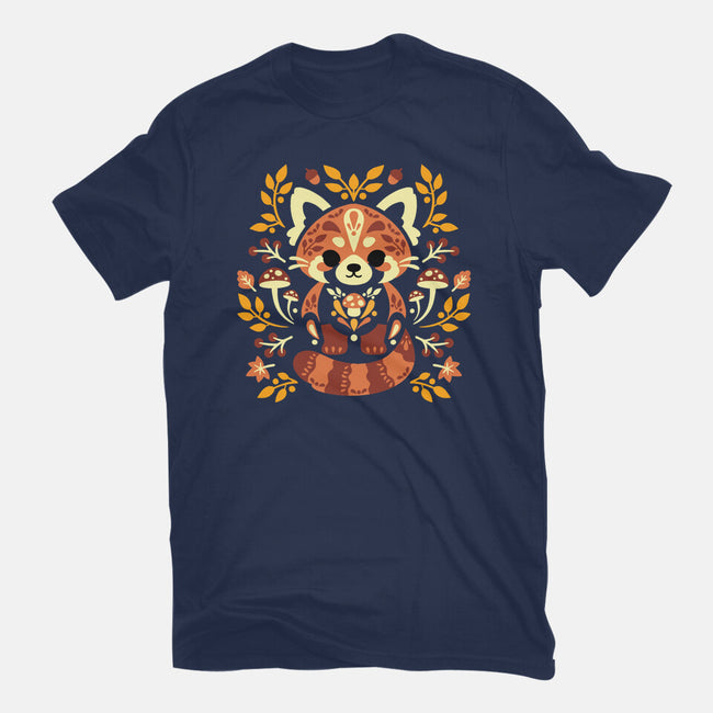 Folk Red Panda Autumn-Womens-Basic-Tee-NemiMakeit