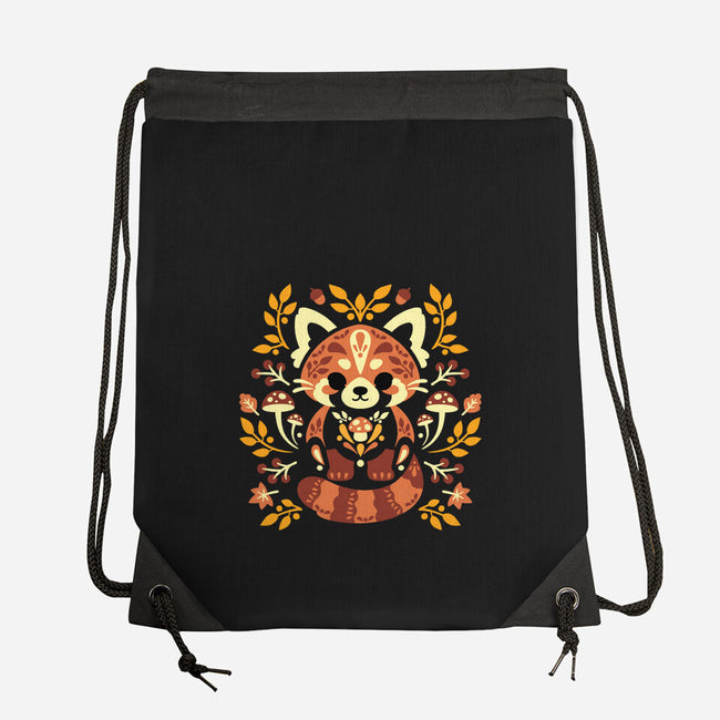 Folk Red Panda Autumn-None-Drawstring-Bag-NemiMakeit