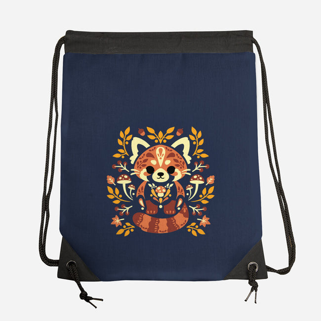Folk Red Panda Autumn-None-Drawstring-Bag-NemiMakeit
