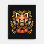 Folk Red Panda Autumn-None-Stretched-Canvas-NemiMakeit