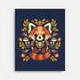 Folk Red Panda Autumn-None-Stretched-Canvas-NemiMakeit