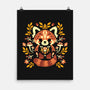 Folk Red Panda Autumn-None-Matte-Poster-NemiMakeit