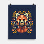 Folk Red Panda Autumn-None-Matte-Poster-NemiMakeit