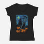 Halloween Starrynight-Womens-V-Neck-Tee-fanfabio