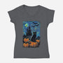 Halloween Starrynight-Womens-V-Neck-Tee-fanfabio