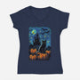 Halloween Starrynight-Womens-V-Neck-Tee-fanfabio