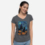 Halloween Starrynight-Womens-V-Neck-Tee-fanfabio