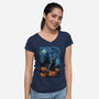Halloween Starrynight-Womens-V-Neck-Tee-fanfabio