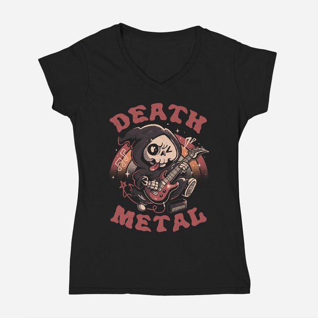 Death Metal Reaper-Womens-V-Neck-Tee-eduely