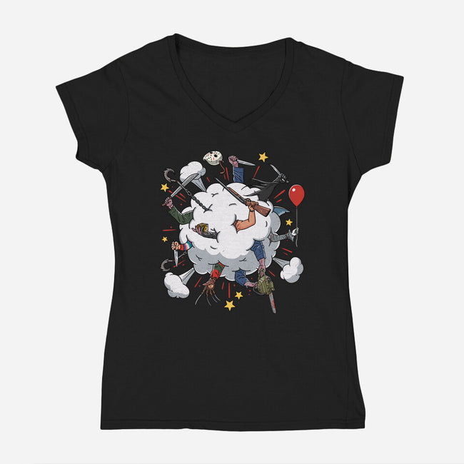 Slashers Fight-Womens-V-Neck-Tee-Getsousa!