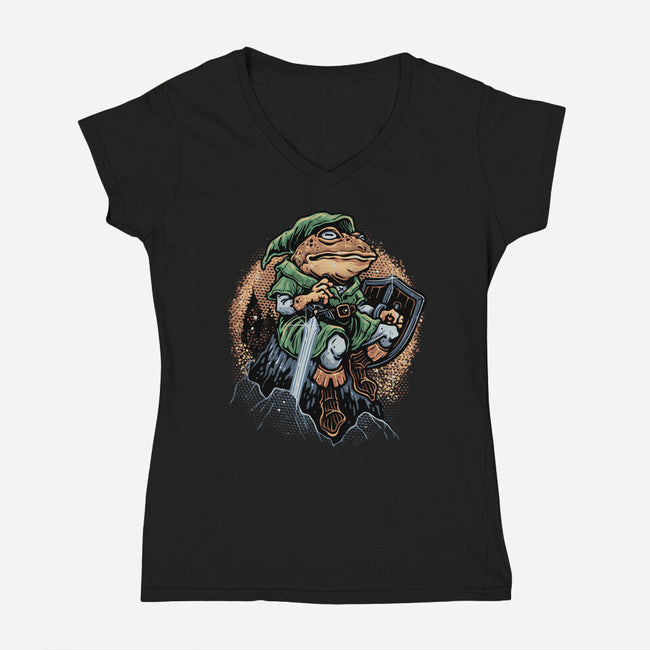 Adventure Of The Toad-Womens-V-Neck-Tee-glitchygorilla