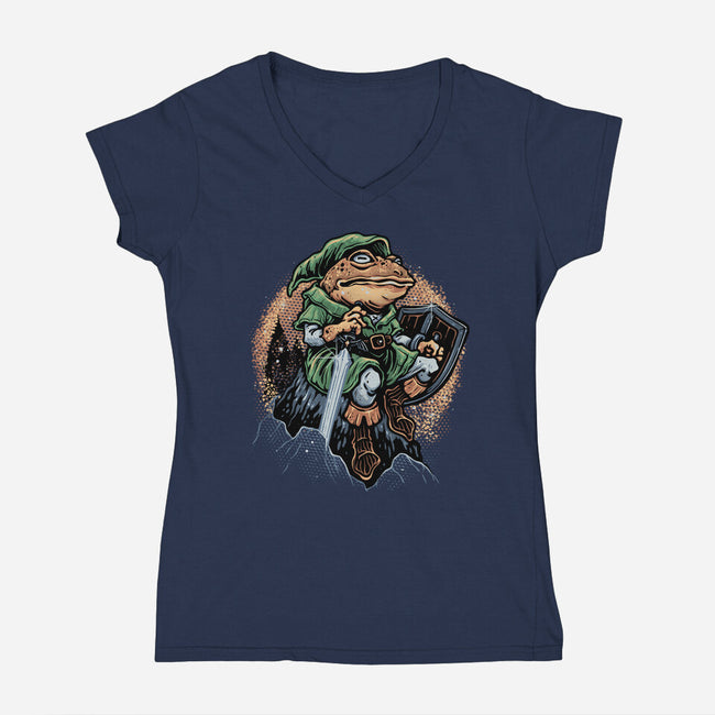 Adventure Of The Toad-Womens-V-Neck-Tee-glitchygorilla