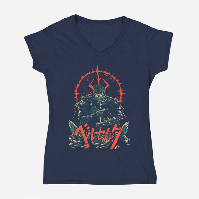 The Lone Warrior-Womens-V-Neck-Tee-Diego Oliver