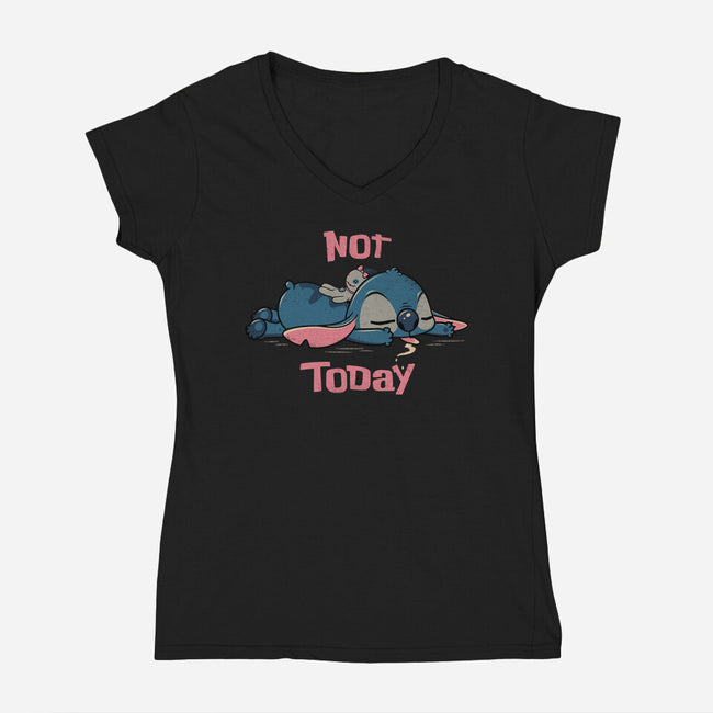 Not Today Stitch-Womens-V-Neck-Tee-rocketman_art