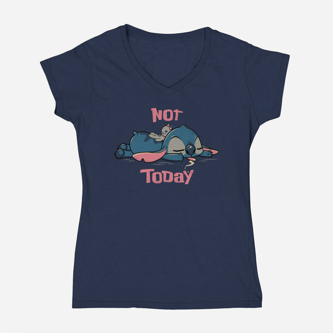 Not Today Stitch-Womens-V-Neck-Tee-rocketman_art
