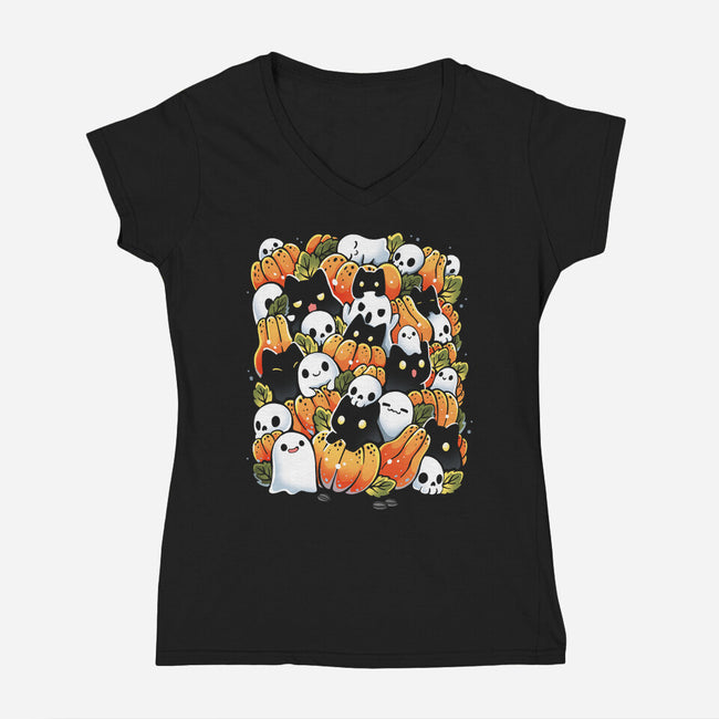 Pumpkin Fest-Womens-V-Neck-Tee-Vallina84
