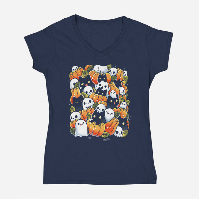 Pumpkin Fest-Womens-V-Neck-Tee-Vallina84