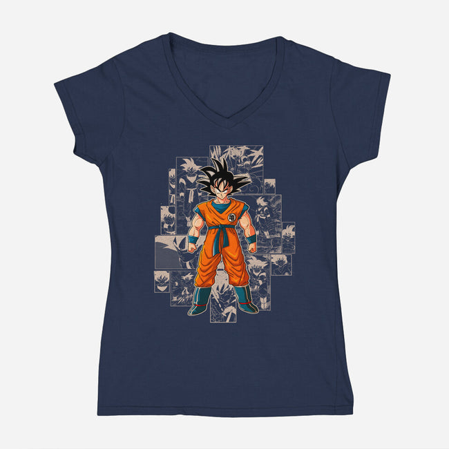 Dragon Hero-Womens-V-Neck-Tee-Skullpy