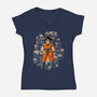 Dragon Hero-Womens-V-Neck-Tee-Skullpy