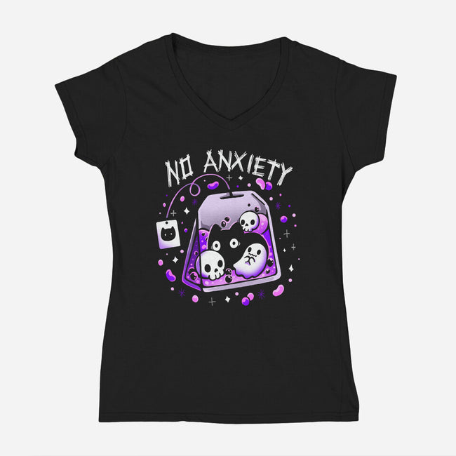 No Anxiety-Womens-V-Neck-Tee-Vallina84