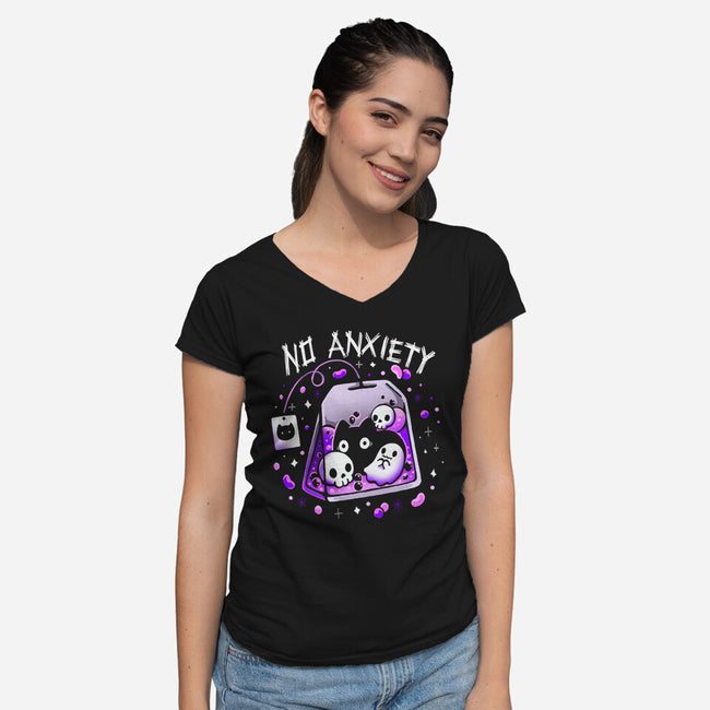 No Anxiety-Womens-V-Neck-Tee-Vallina84