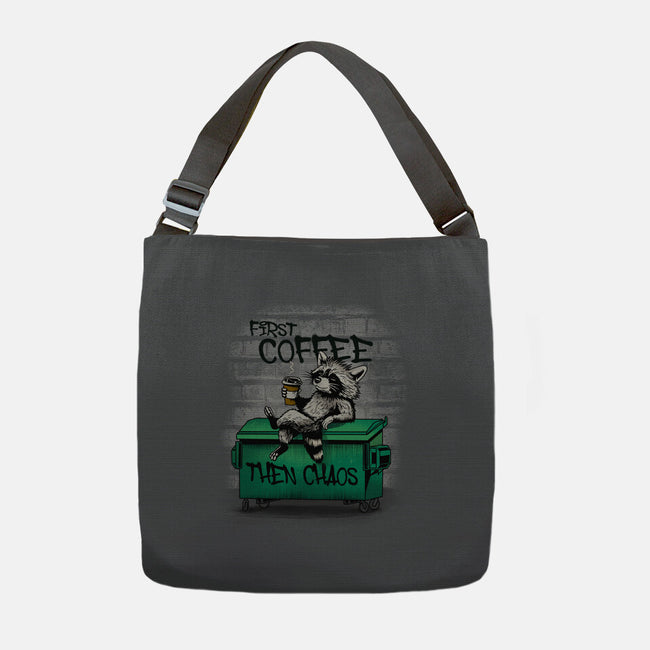 First Coffee Then Chaos-None-Adjustable Tote-Bag-dandingeroz