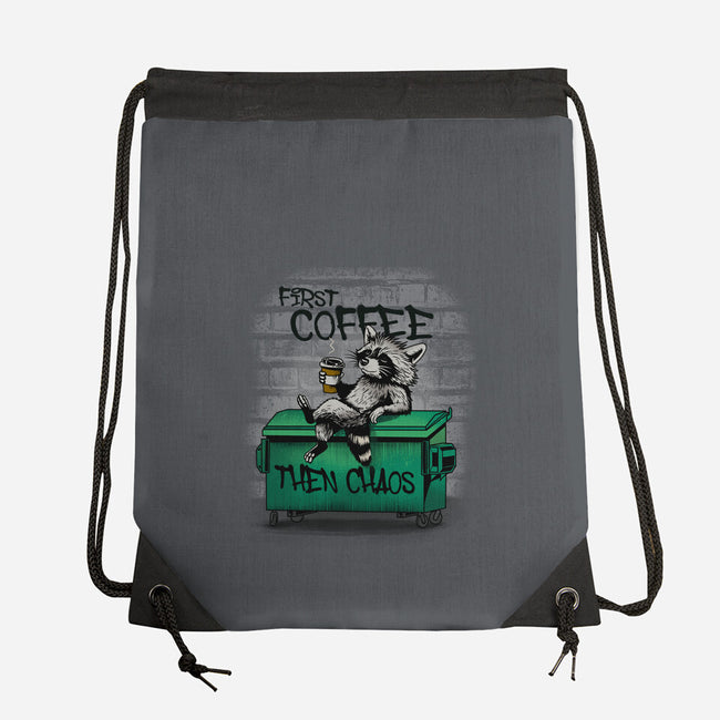 First Coffee Then Chaos-None-Drawstring-Bag-dandingeroz