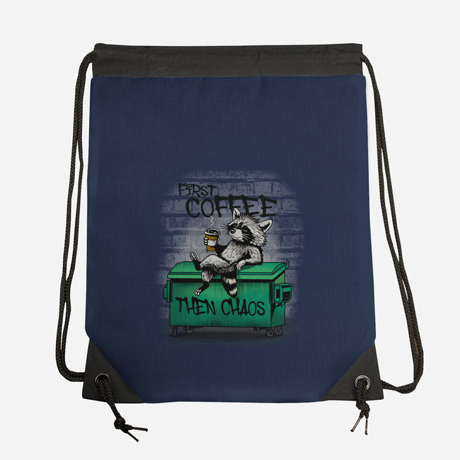 First Coffee Then Chaos-None-Drawstring-Bag-dandingeroz