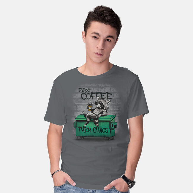 First Coffee Then Chaos-Mens-Basic-Tee-dandingeroz