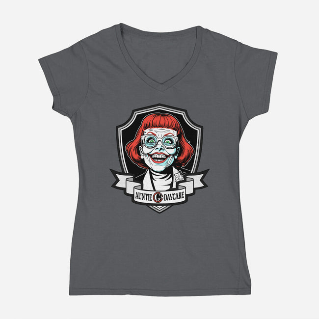 Auntie G's Daycare-Womens-V-Neck-Tee-palmstreet
