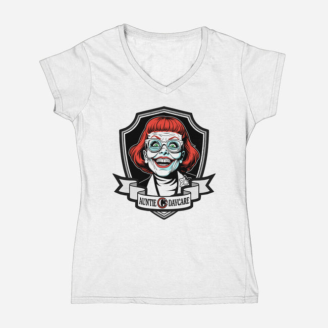 Auntie G's Daycare-Womens-V-Neck-Tee-palmstreet