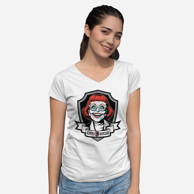 Auntie G's Daycare-Womens-V-Neck-Tee-palmstreet