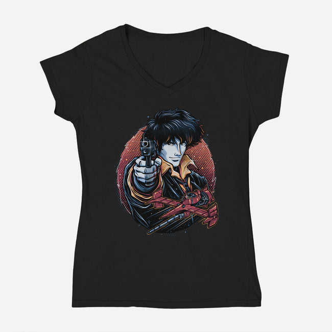 Hunt For The Space Bounty-Womens-V-Neck-Tee-glitchygorilla