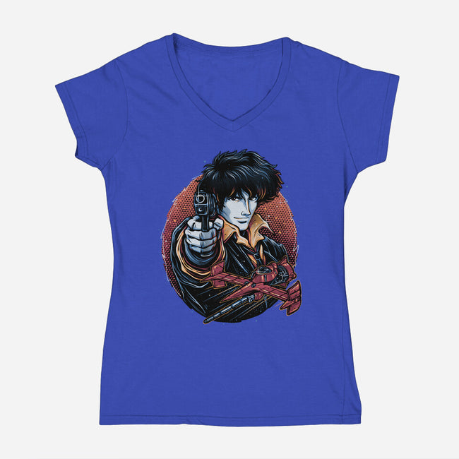 Hunt For The Space Bounty-Womens-V-Neck-Tee-glitchygorilla