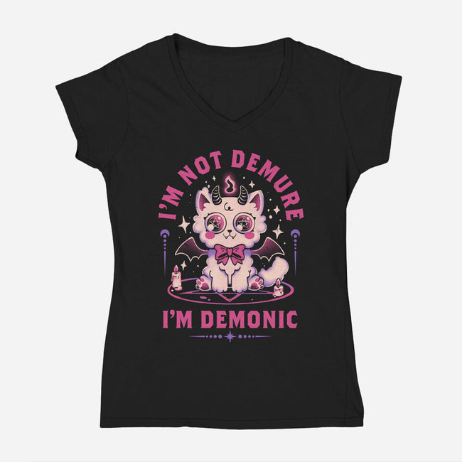 Demonic Cat-Womens-V-Neck-Tee-eduely