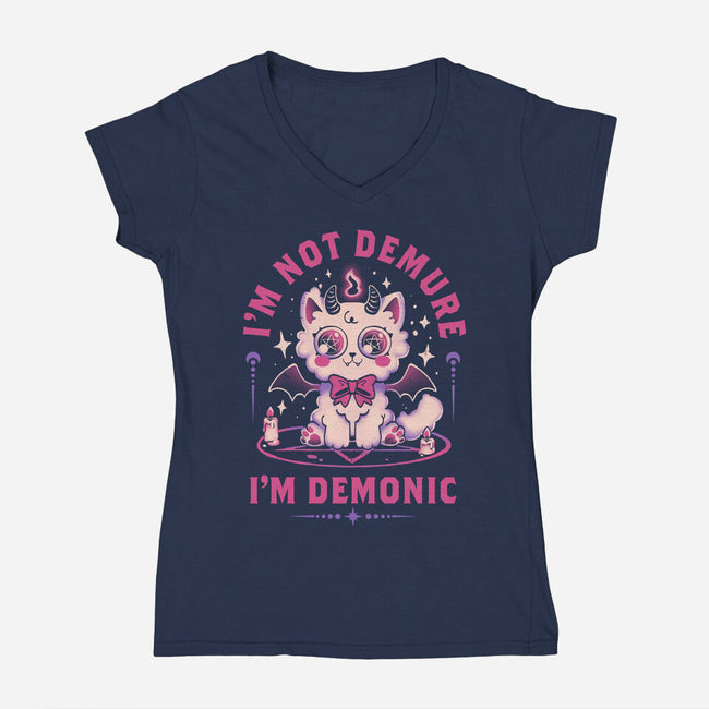 Demonic Cat-Womens-V-Neck-Tee-eduely