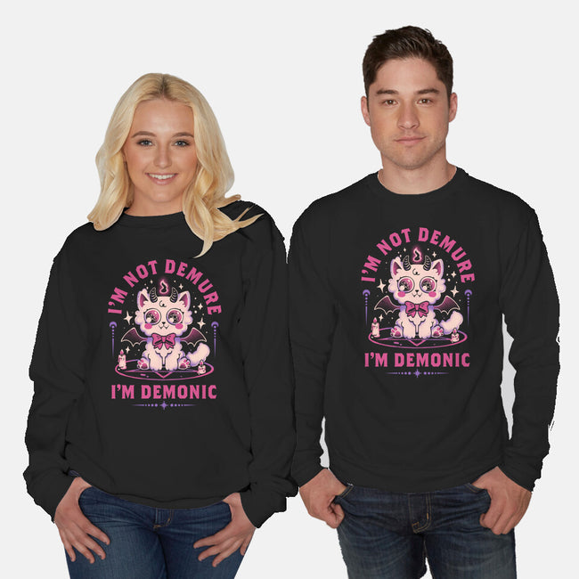 Demonic Cat-Unisex-Crew Neck-Sweatshirt-eduely