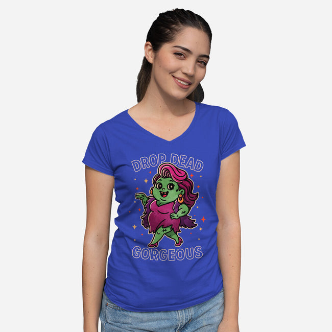 Drop Dead Gorgeous-Womens-V-Neck-Tee-fanfreak1